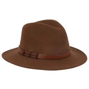 Adora® Wool Hat - Brown Wool Felt Safari Hat with Leatherette Band