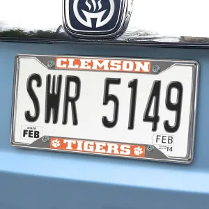 Fanmats Clemson Tigers Chrome Metal License Plate Frame, 6.25" x 12.25"