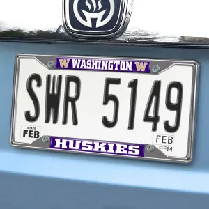 Fanmats Washington Huskies Chrome Metal License Plate Frame, 6.25" x 12.25"