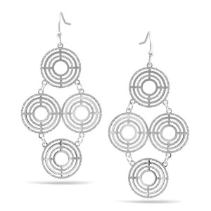 RHODIUM MULTI CIRCLE DROP EARRINGS #SWKK-11252RHO (HC14)