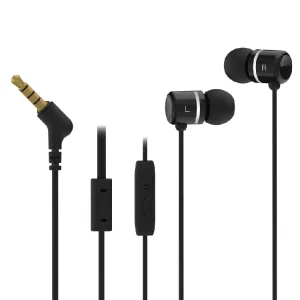 WIRED STEREO HEADSET WITH RIGHT ANGLED CONNECTOR BLACK